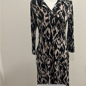 Alfani Black and Cream Long Sleeve Dress